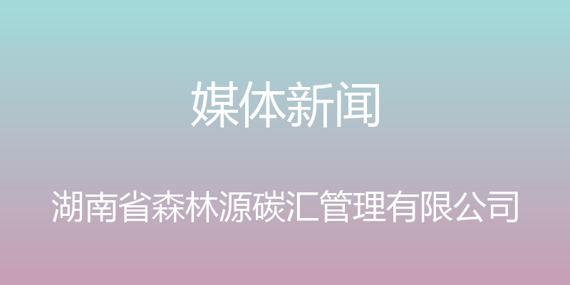 媒体新闻 - 湖南省森林源碳汇管理有限公司