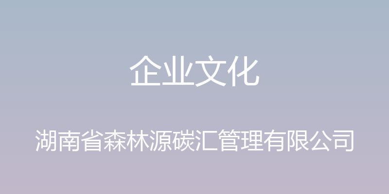 企业文化 - 湖南省森林源碳汇管理有限公司