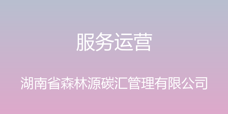 服务运营 - 湖南省森林源碳汇管理有限公司